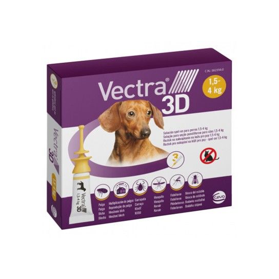 PIPETA VECTRA 3D XS 1,5-4KG 0,8ML 3UN