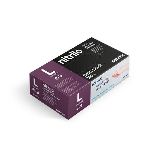 LUVA NITRIL DESCARTVEL RES PRETO 100UN - L